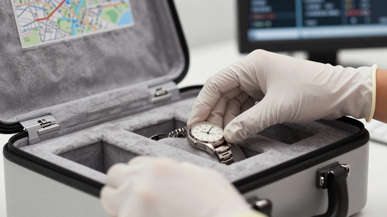 Gloved hands securing fragile item in delivery case