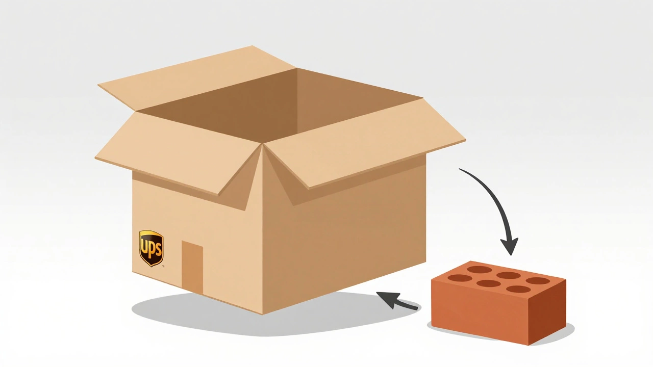 Illustration comparing box volume versus actual weight