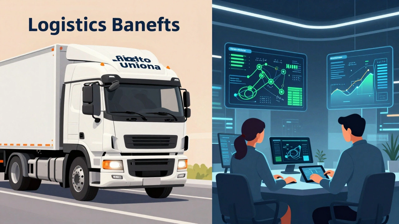 Split view comparing traditional trucking vs tech logistics roles