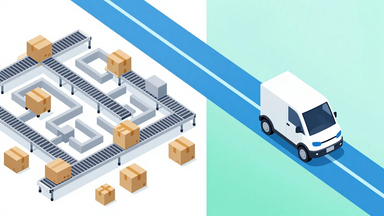 Visual comparison of efficient private vs public logistics