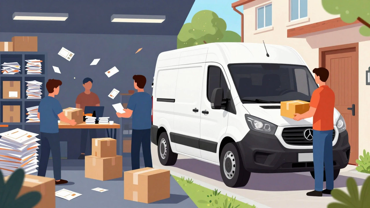 Contrast between postal sorting and direct courier delivery