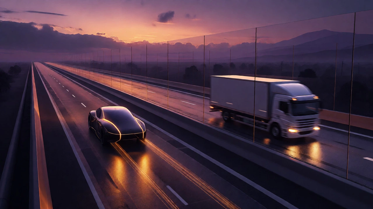 Abstract highway scene depicting independent brand freedom versus restricted Amazon platform logistics.