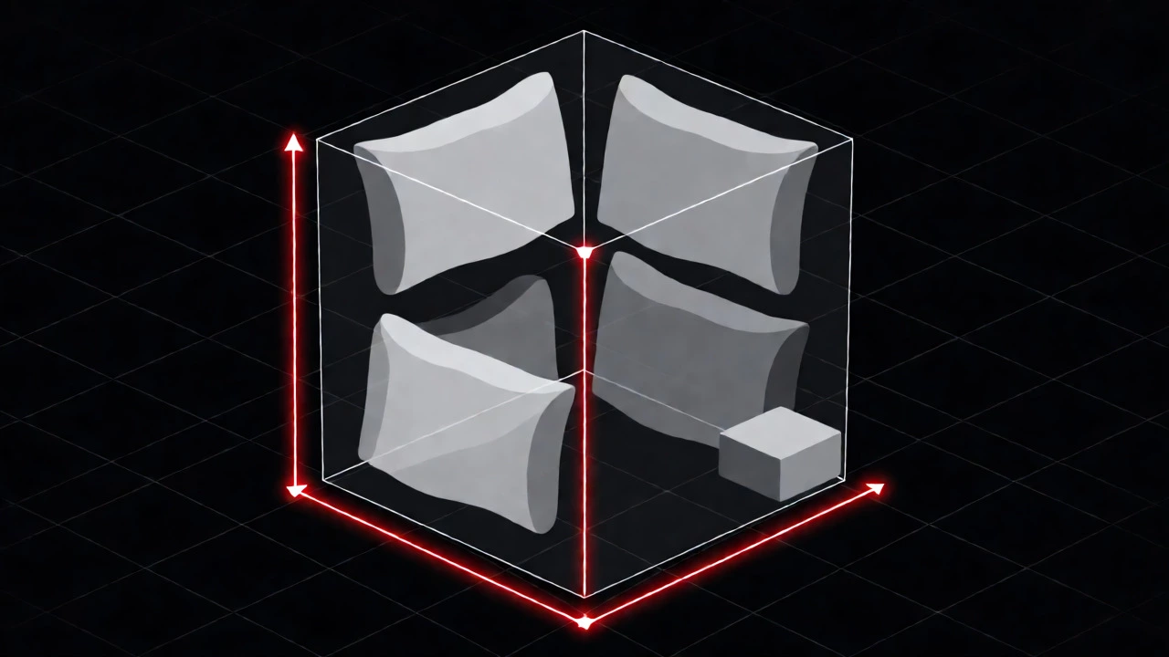 Wireframe cube illustrating dimensional weight vs actual weight